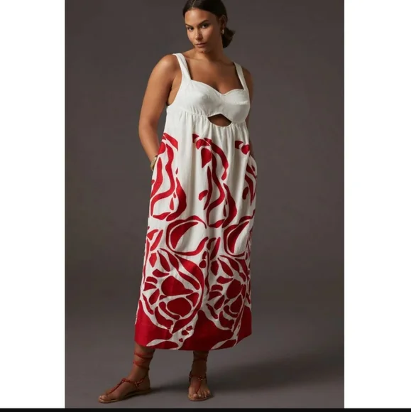 Anthropologie Front Cut Out Maxi Dress Size XL Nwt - Picture 1 of 14